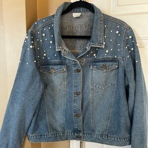 Pearl Studded Blue Denim Jacket